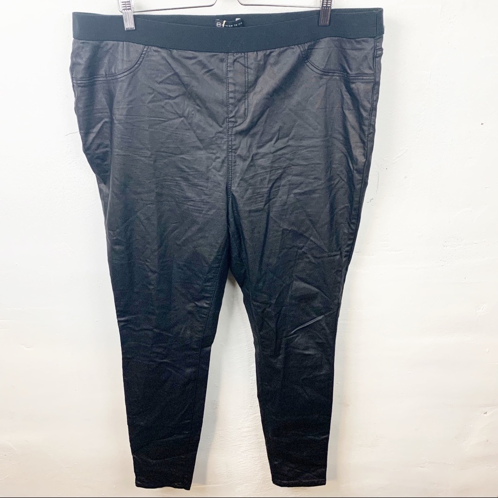 Fashion To Figure Plus Size Coated Skinny Pull On Pants Size 3X